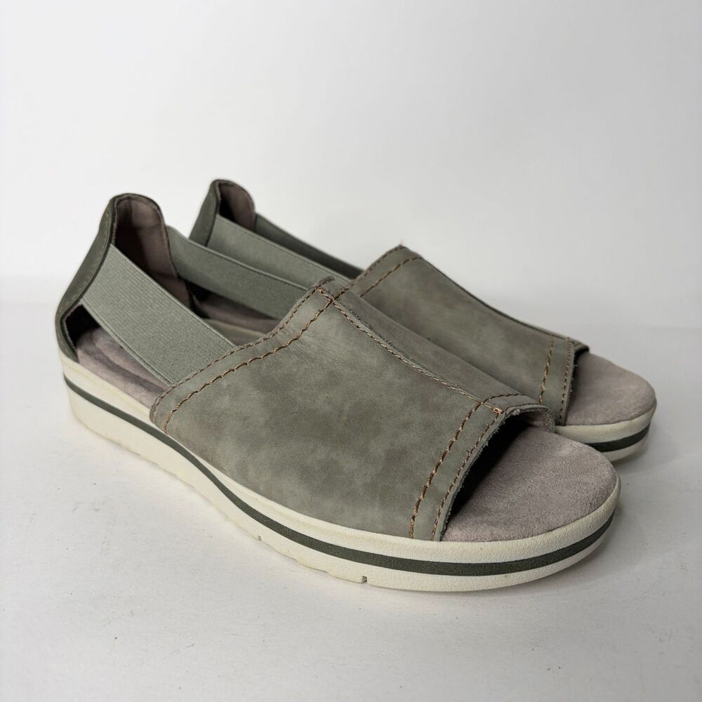 Earth Origins Carley Connie Sage Green Loafers Sandals Comfort Leather Women 7